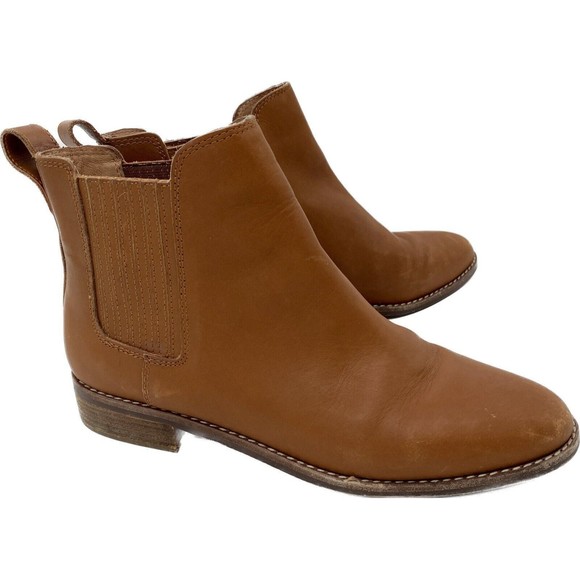 Madewell Sz 9.5 The Ainsley Pebbled Leather Chelsea Boot Tan Brown Womens - Picture 1 of 4